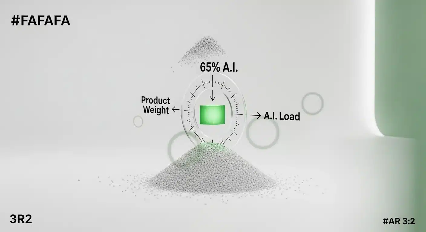 3D diagram showing the conversion of total product weight to active ingredient load for compliance.