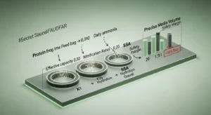 Aquaponics biofilter calculator logic showing ammonia from protein to media volume calculation