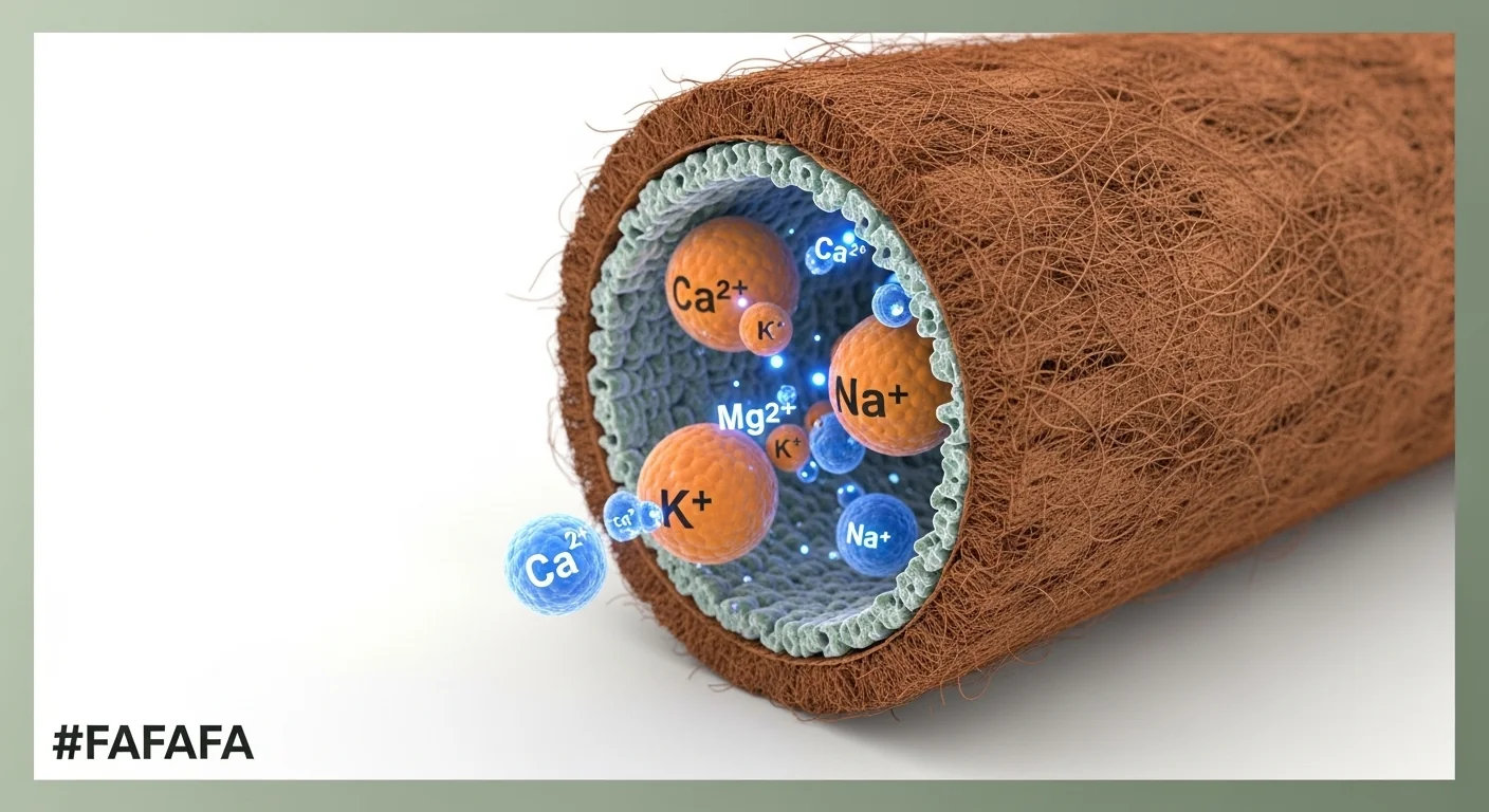 3D diagram showing CEC displacement logic used by the Coco Coir Buffering Calculator.