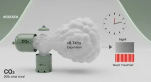 3D diagram illustrating the 8.741 expansion factor used in the CO2 Tank Duration Calculator.