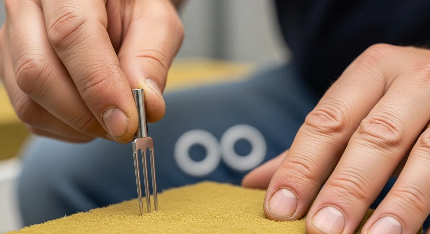 Hand inserting an EC sensor into Rockwool to provide data for a Crop Steering Calculator.
