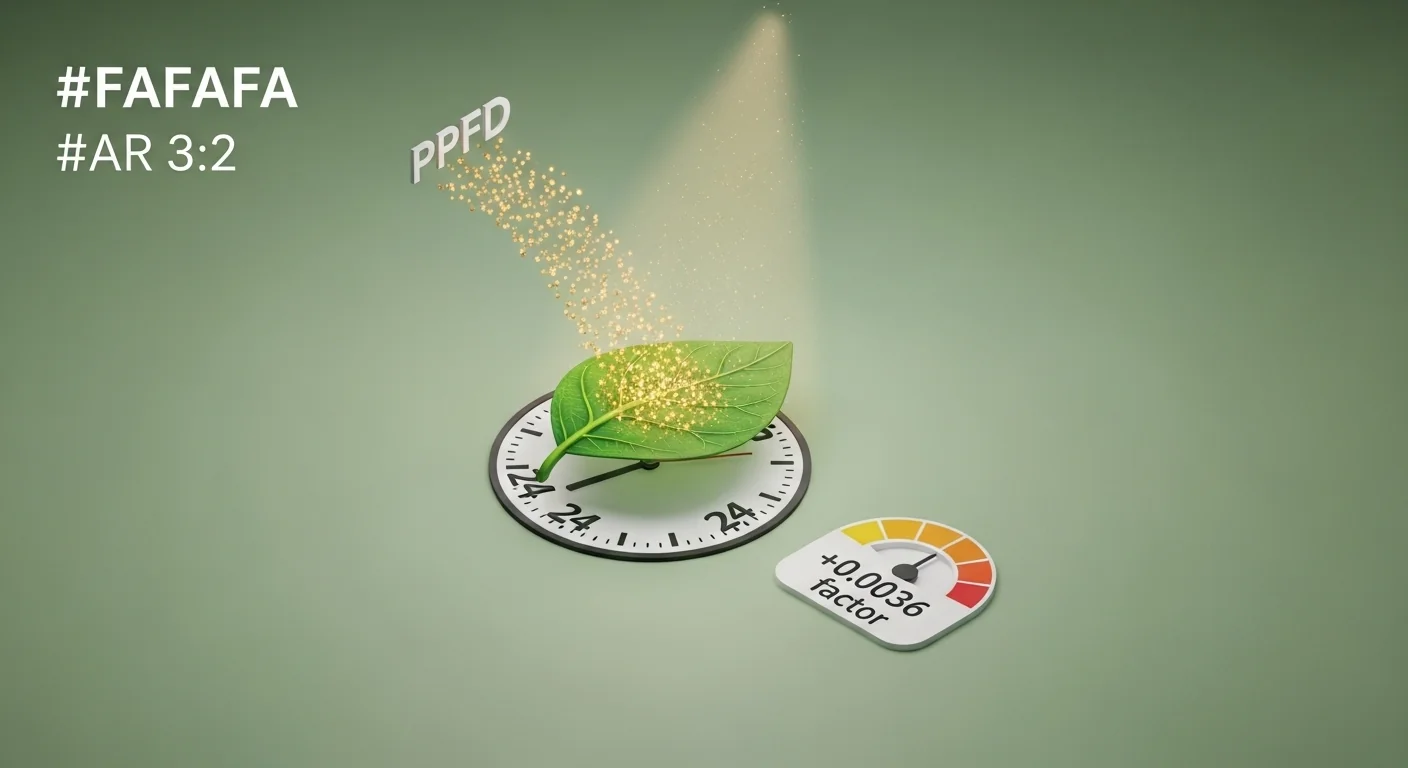 DLI Calculator technical diagram showing the conversion factor used to calculate daily photon accumulation.
