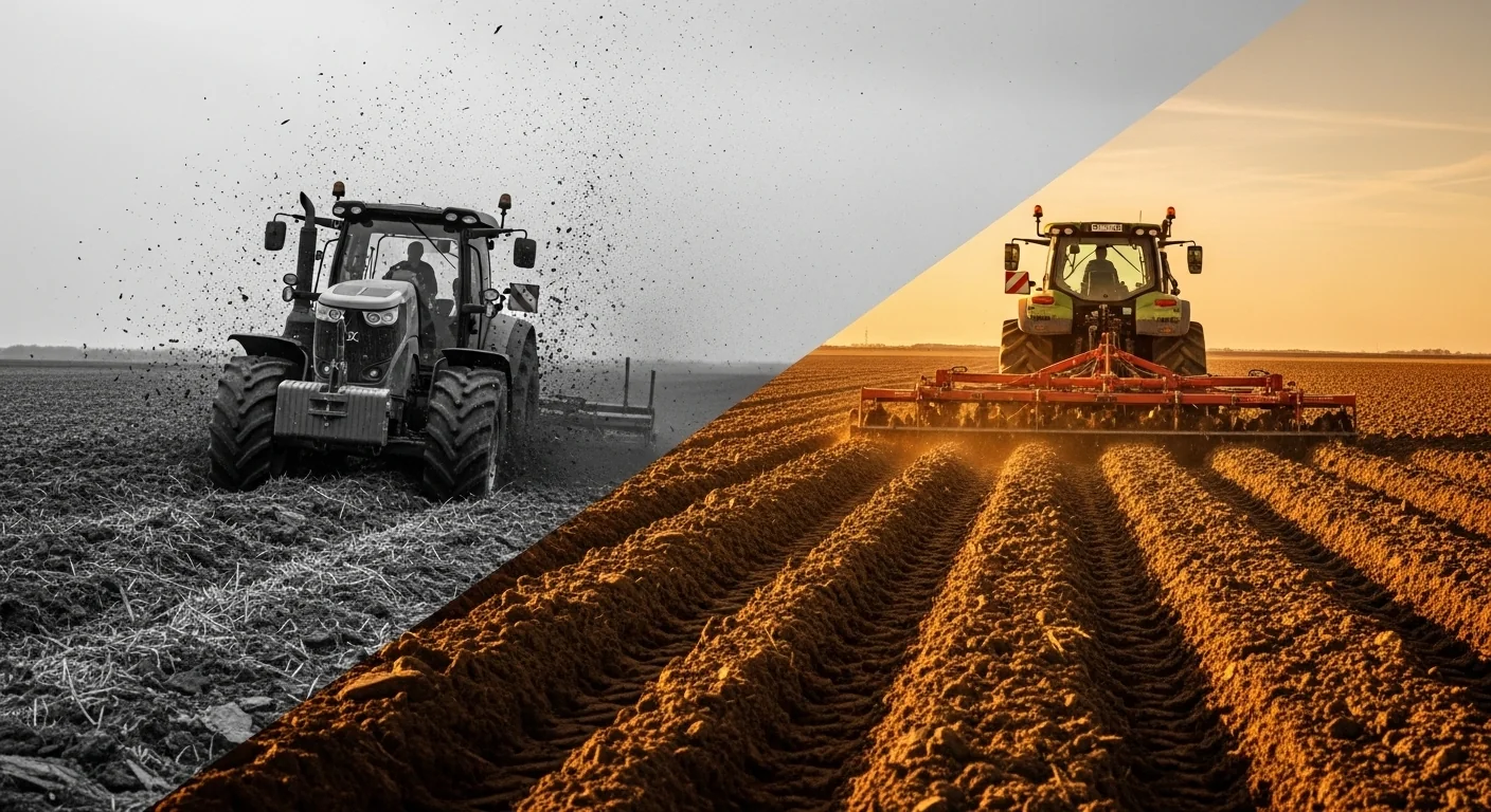 Tractor stuck in mud versus successfully pulling implement with proper traction