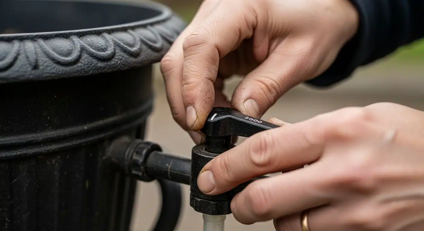 Hands calibrating a planter pump based on Fertilizer Salt Index Calculator safe rate outputs.