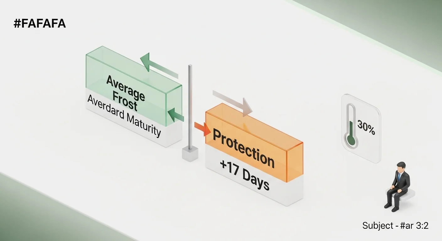 Diagram showing First Frost Date Calculator logic for crop maturity and row cover extension.