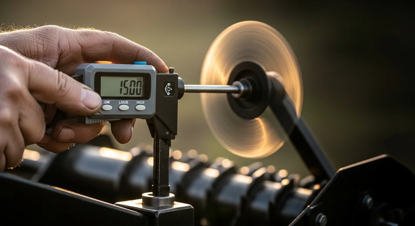Using laser tachometer on flail mower after rotor RPM calculator setup