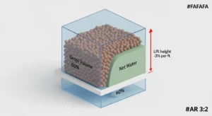 3D diagram showing media displacement and lift penalty for Ebb and Flow Pump Calculator.