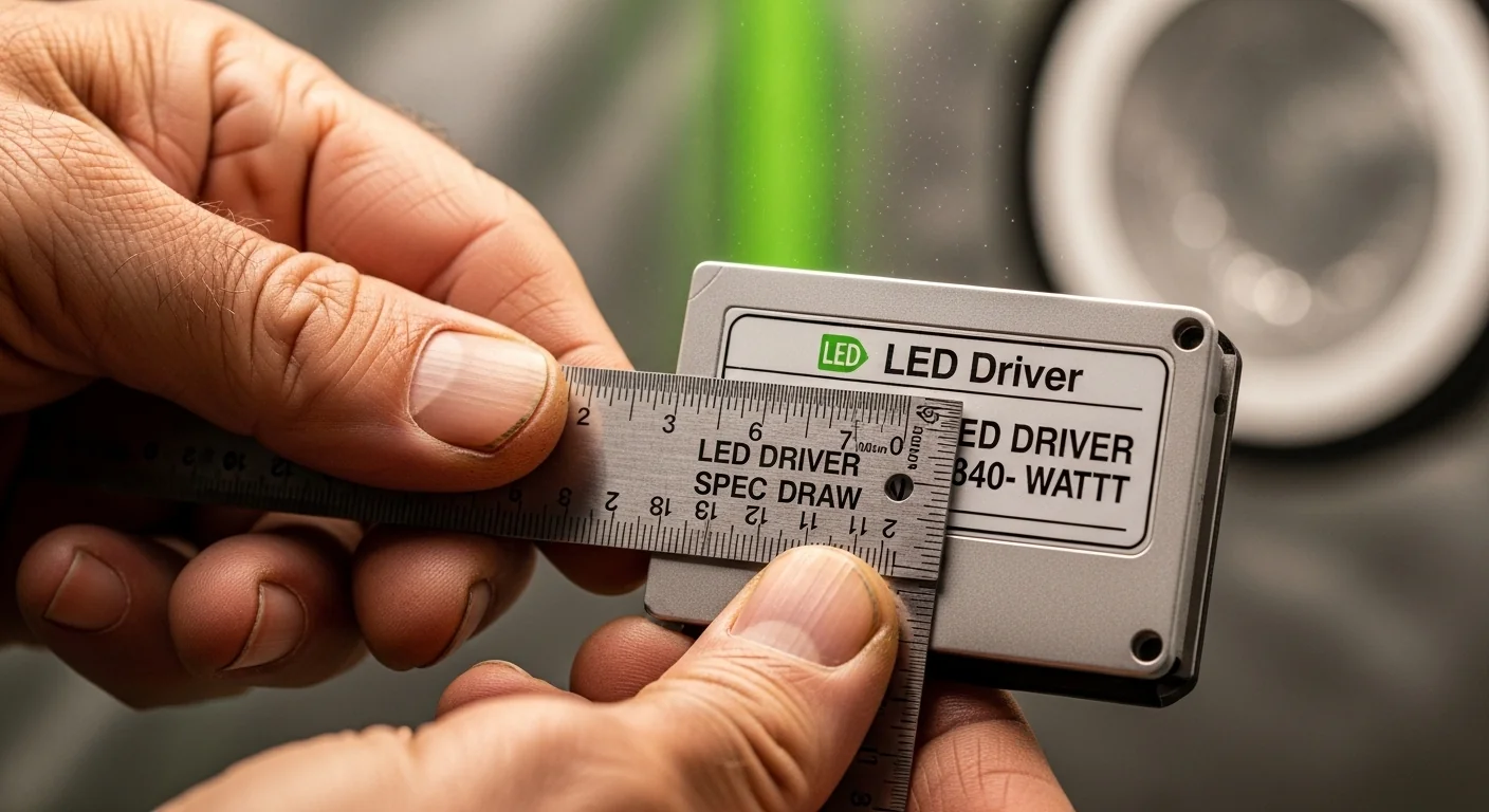 Grower checking LED wattage specs before entering data into the Grow Room AC Sizing Calculator.