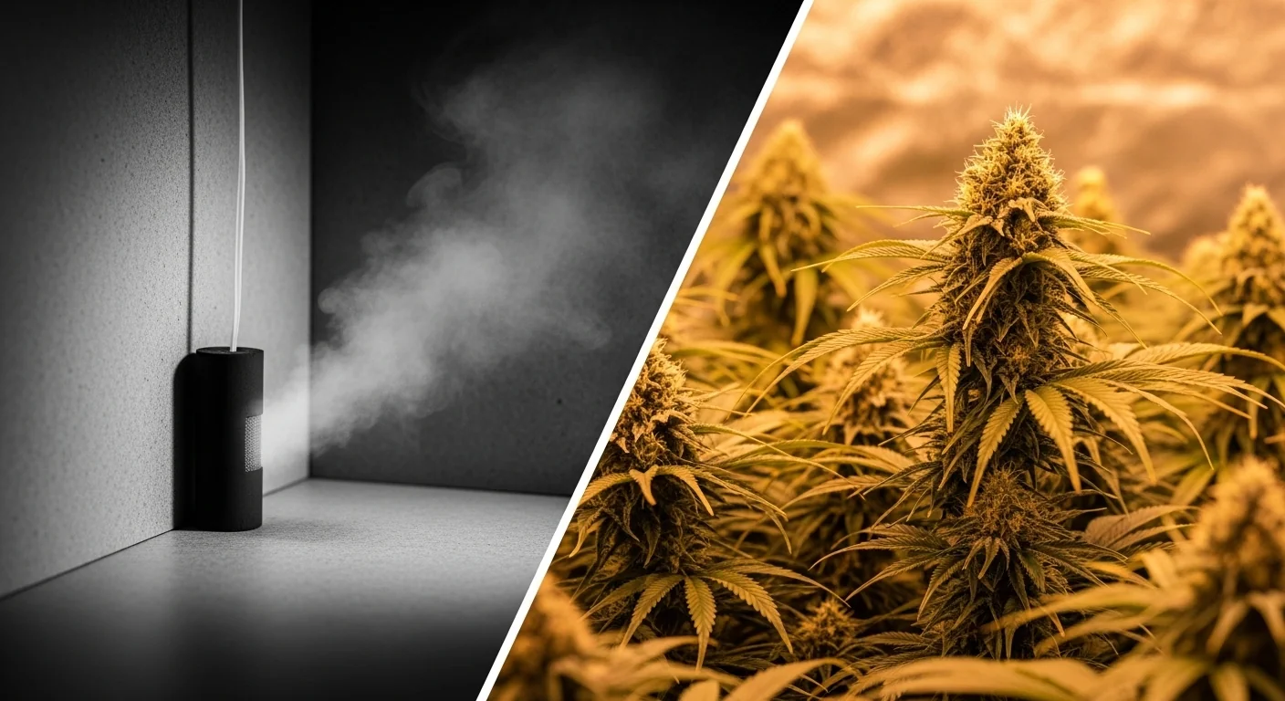 Comparison of a failing grow room exhaust versus a successful Carbon Filter Contact Time Calculator result.