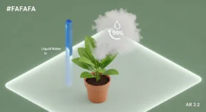 3D infographic showing 90 percent water transpiration for a Grow Room Dehumidifier Calculator.