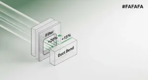 Isometric 3D diagram showing air resistance penalties applied to airflow in a Grow Tent CFM Calculator.