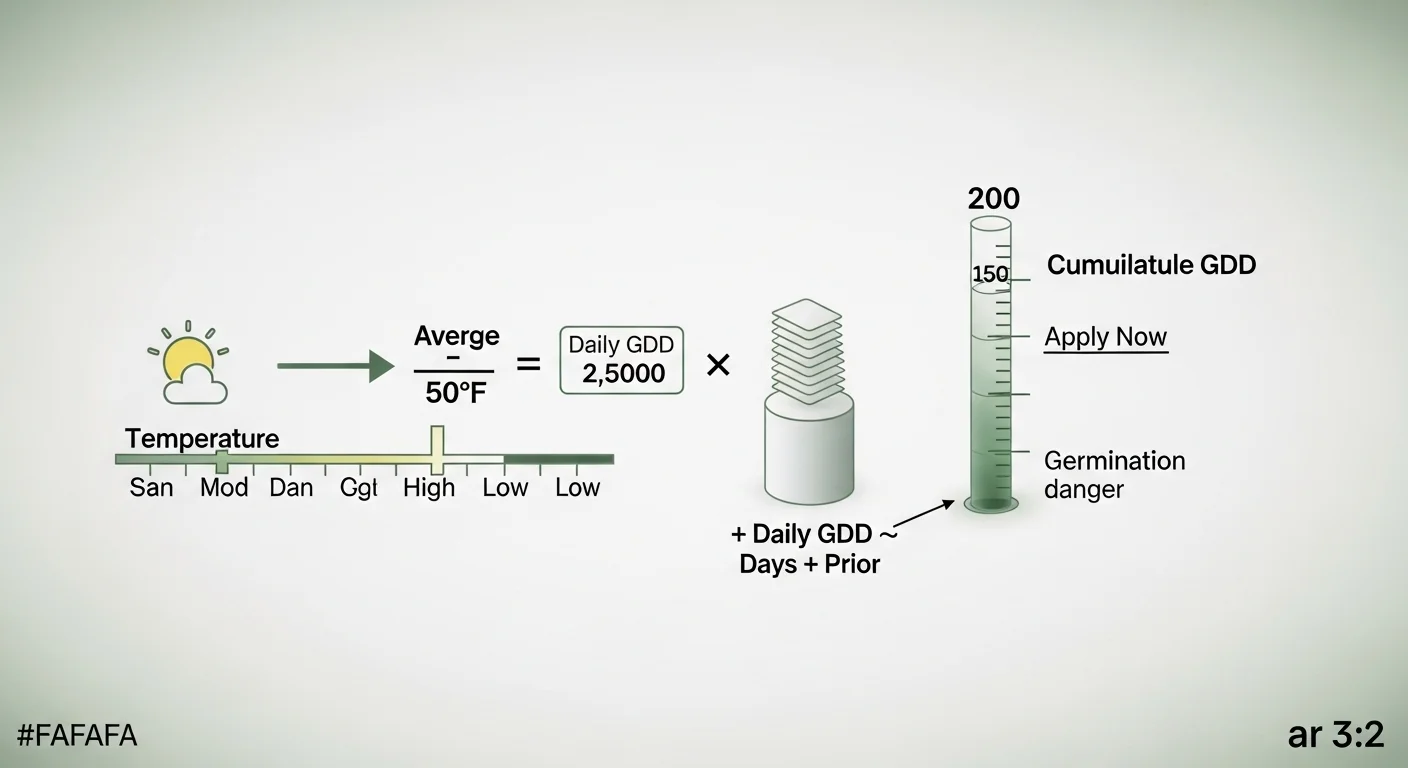 3D diagram explaining daily and cumulative Growing Degree Days calculation with temperature thresholds