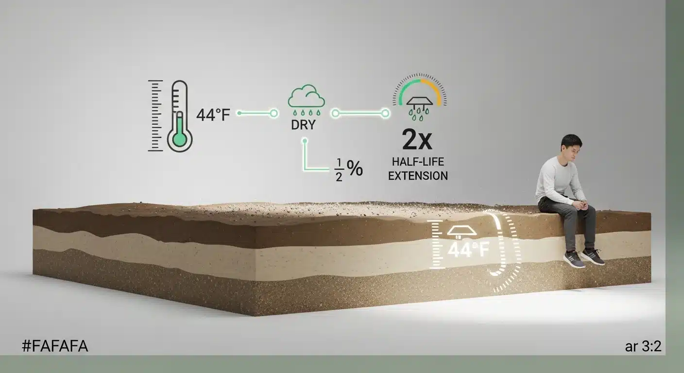 Diagram showing how the Herbicide Carryover Calculator adjusts chemical half-life based on weather.