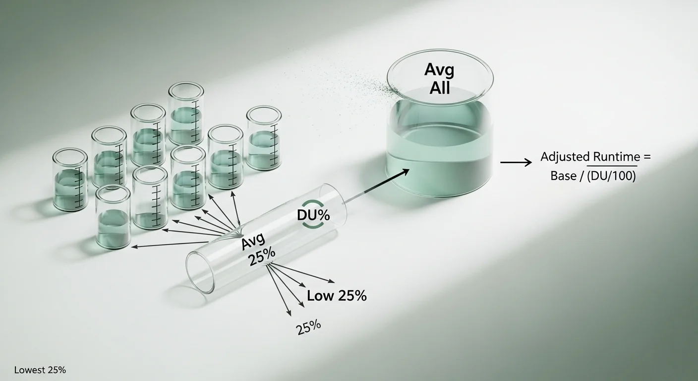 3D diagram of lowest-quarter method for irrigation catch can DU calculation