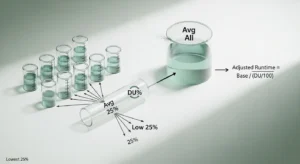 3D diagram of lowest-quarter method for irrigation catch can DU calculation