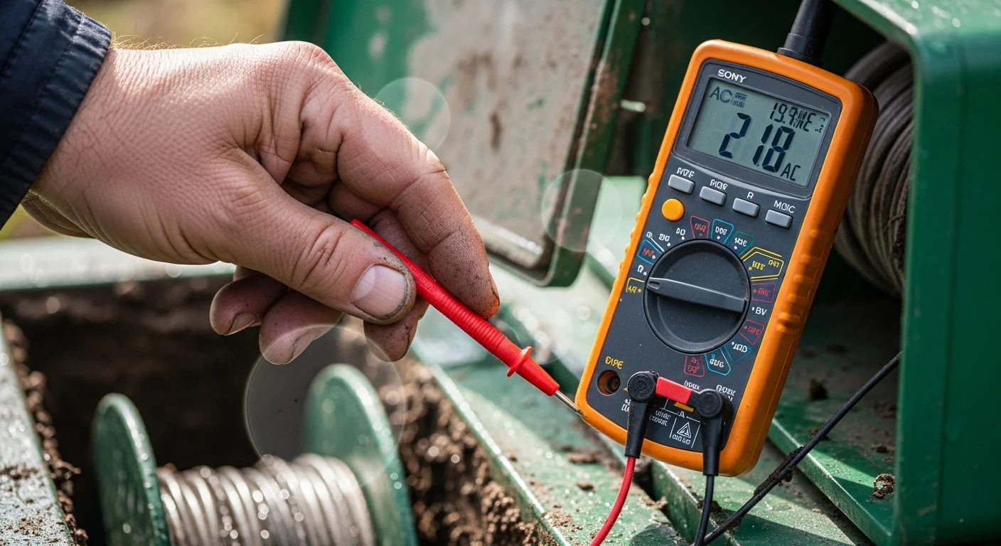 Irrigation wire size calculator result verified with multimeter measuring voltage at solenoid valve