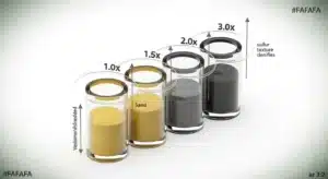 3D diagram showing how a Lower Soil pH Calculator increases sulfur rates from sandy soil to heavy clay.