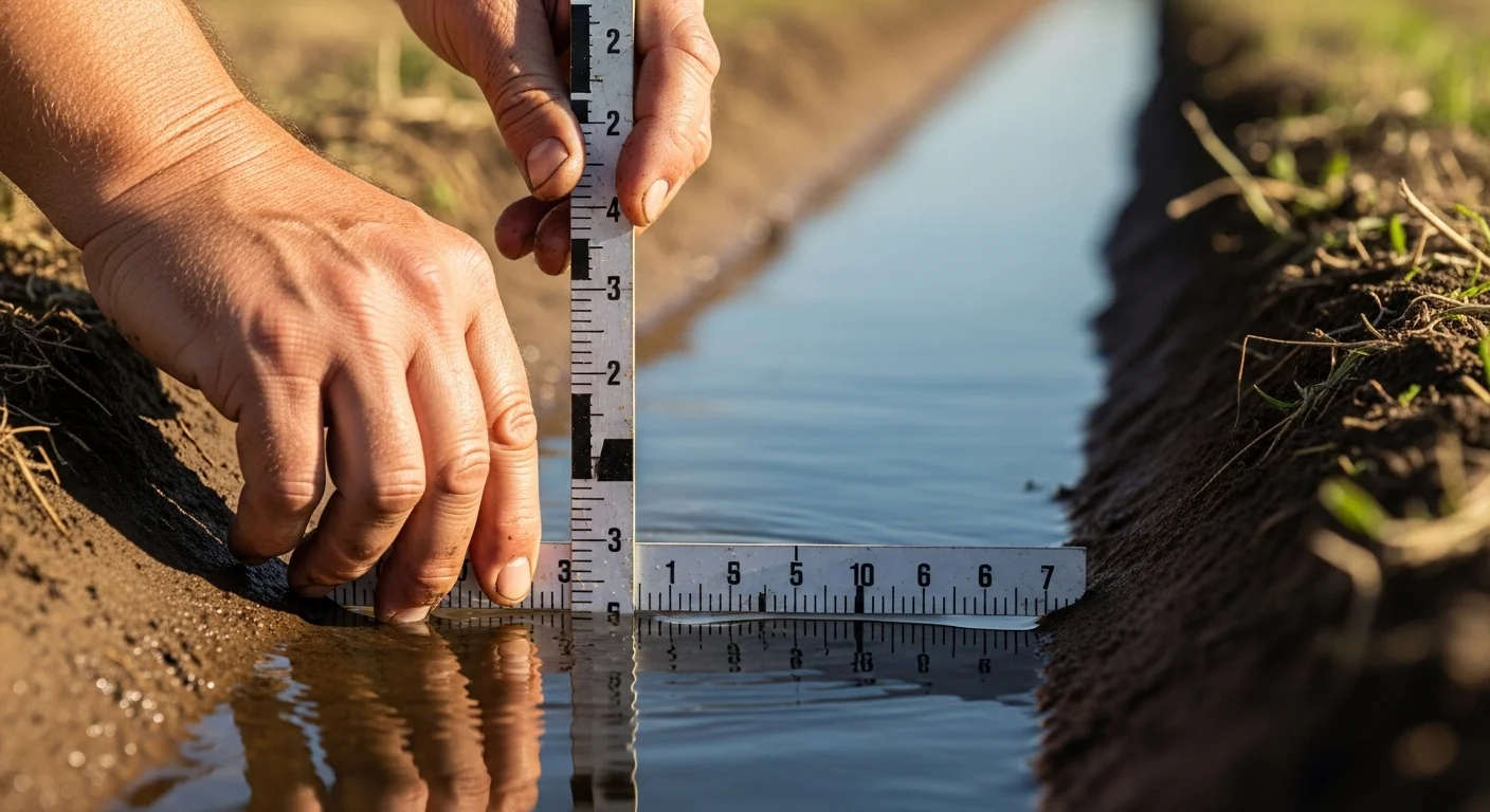 Manning's Equation Calculator in real field use measuring ditch depth and flow