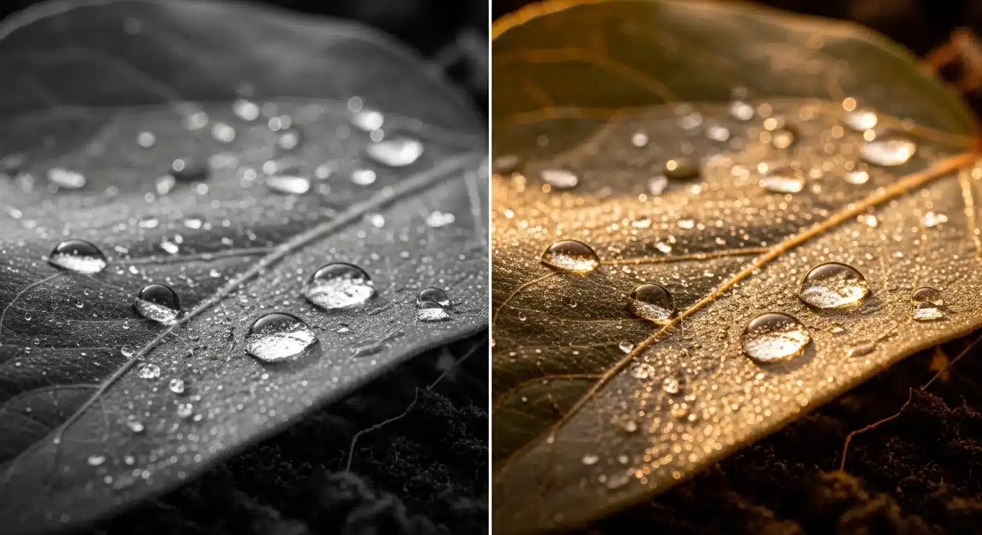 Foliar Surfactant Ratio Calculator showing water beading vs. total leaf coverage with surfactant.