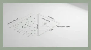 Plant spacing calculator diagram comparing square grid and triangle grid planting patterns
