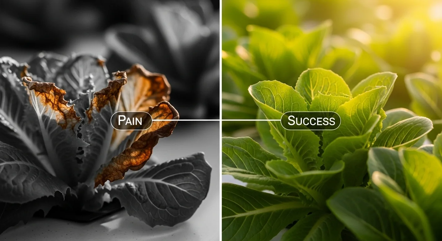 A PPM to EC Converter comparison showing nutrient burn versus healthy hydroponic plant growth.