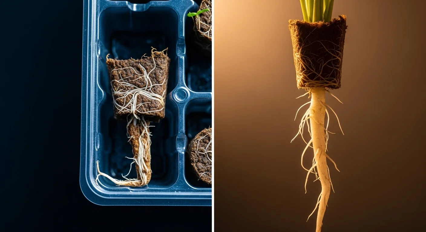 Comparison of rotted brown roots versus healthy white taproots managed by a Seedling Heat Mat Wattage Calculator.