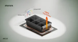 3D technical diagram showing the 20 degree thermal rise logic for a Seedling Heat Mat Wattage Calculator.