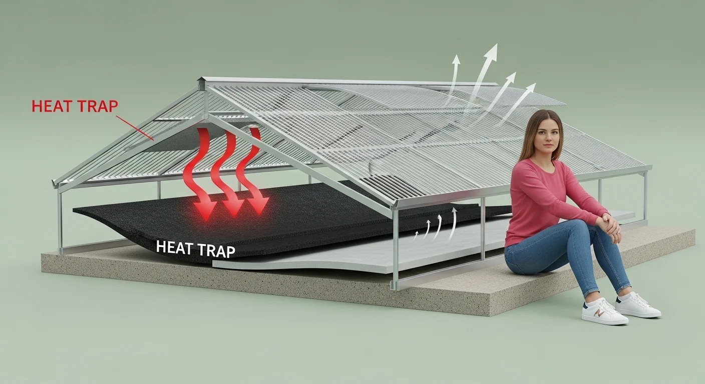 3D diagram showing the thermodynamic difference between internal and external placement using a Greenhouse Shade Cloth Calculator.