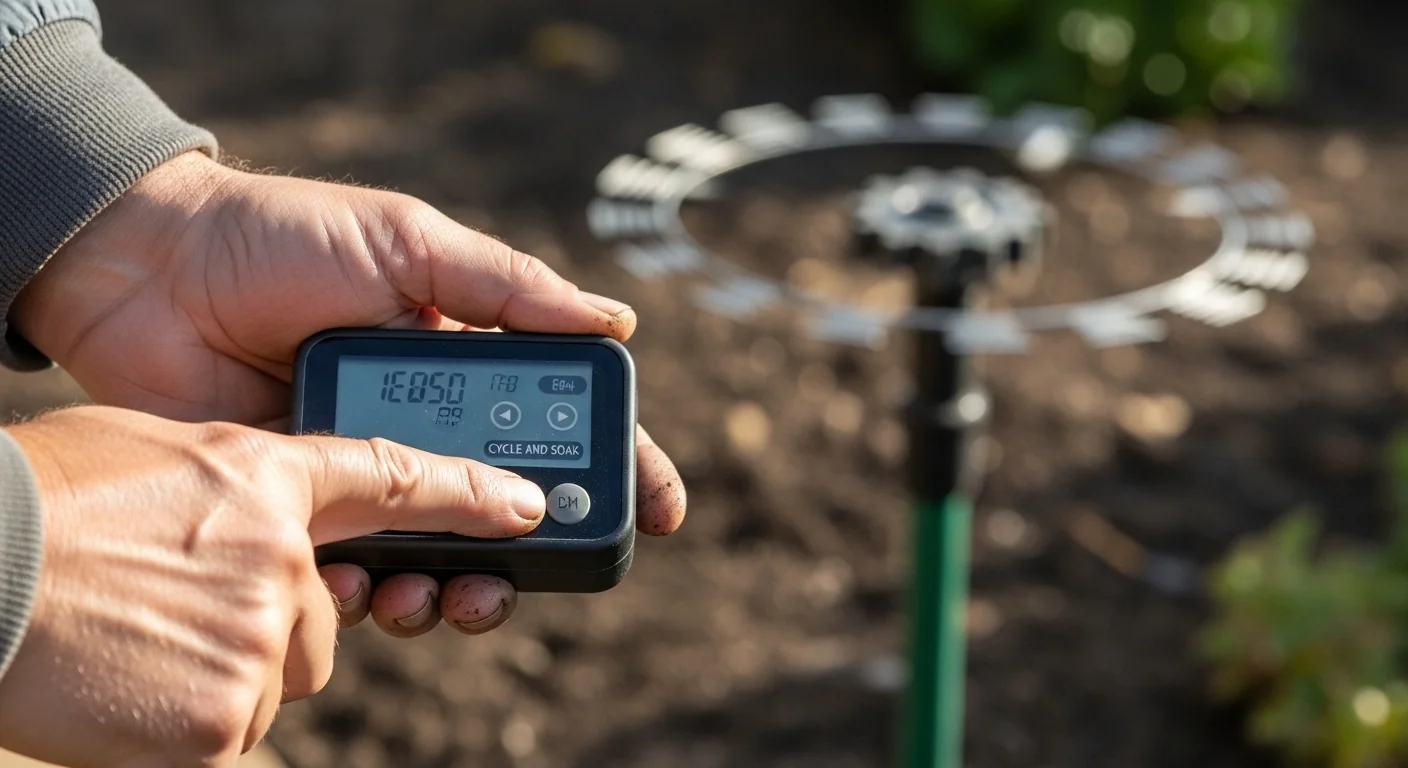 Hand programming a cycle-soak schedule into a controller using Soil Infiltration Rate Calculator data.