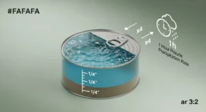 3D diagram showing the conversion of a 15-minute water test to hourly rates.