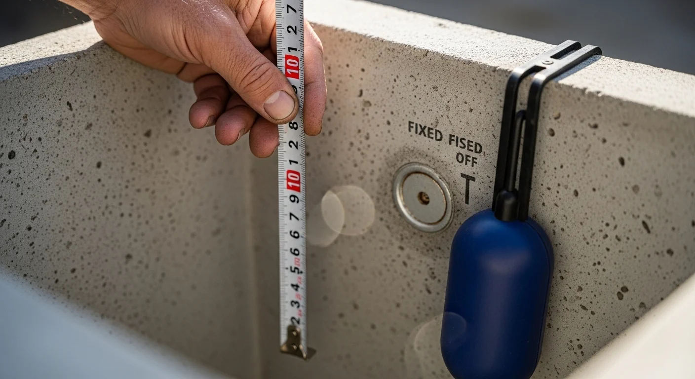 Measuring the float switch range for accurate input into a sump pump calculator.