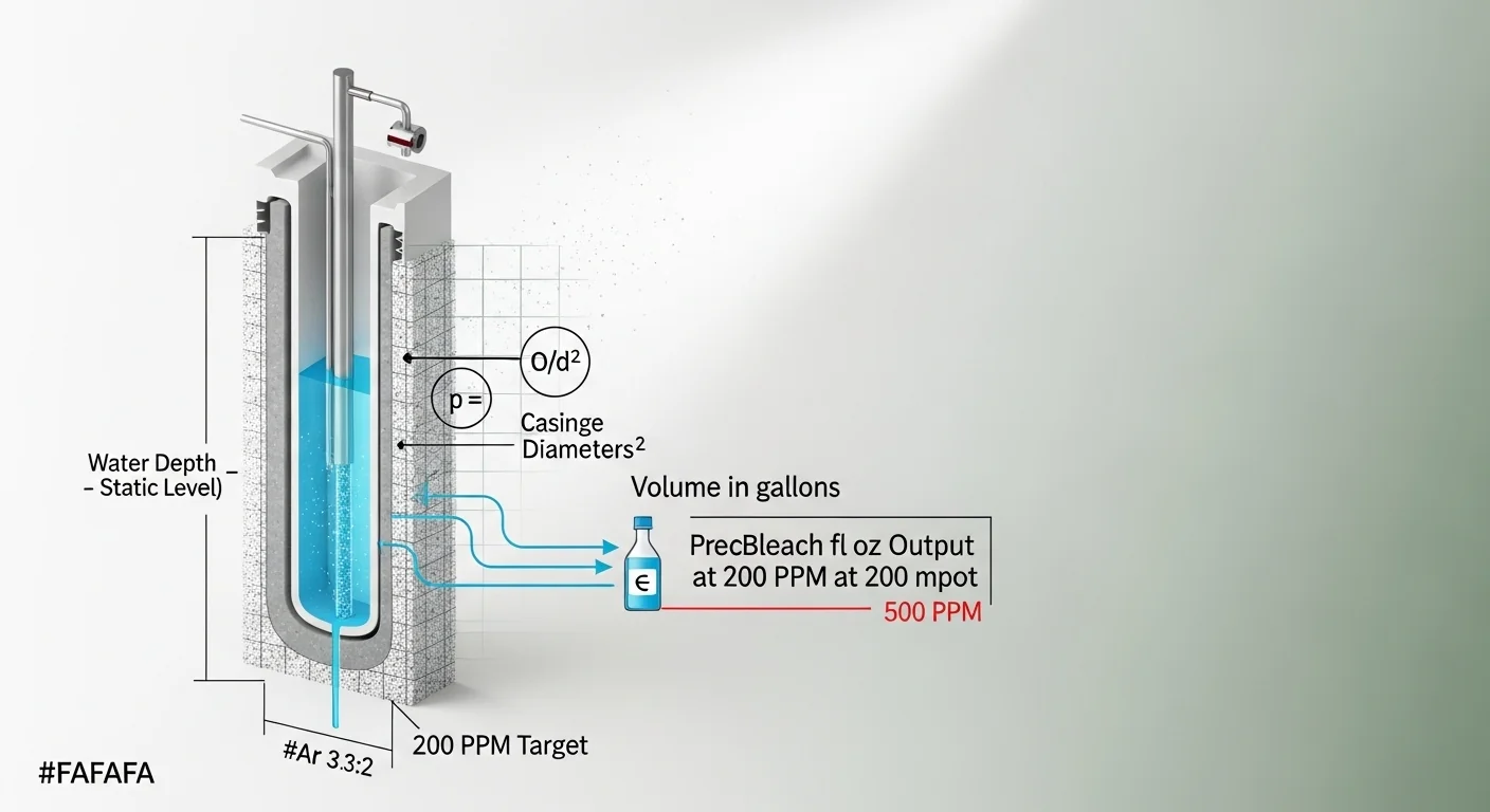 Well shock chlorination calculator volume and bleach dosage formula visualized