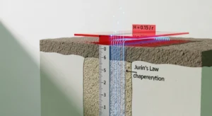 Technical diagram of a wicking bed calculator using Jurin's Law for capillary rise.