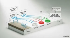 Barn ventilation CFM calculator secret sauce showing summer heat vs winter moisture formulas and ammonia PPM calculation