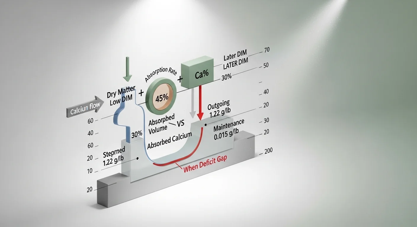 Dairy cow calcium deficit calculator absorption rate mechanism
