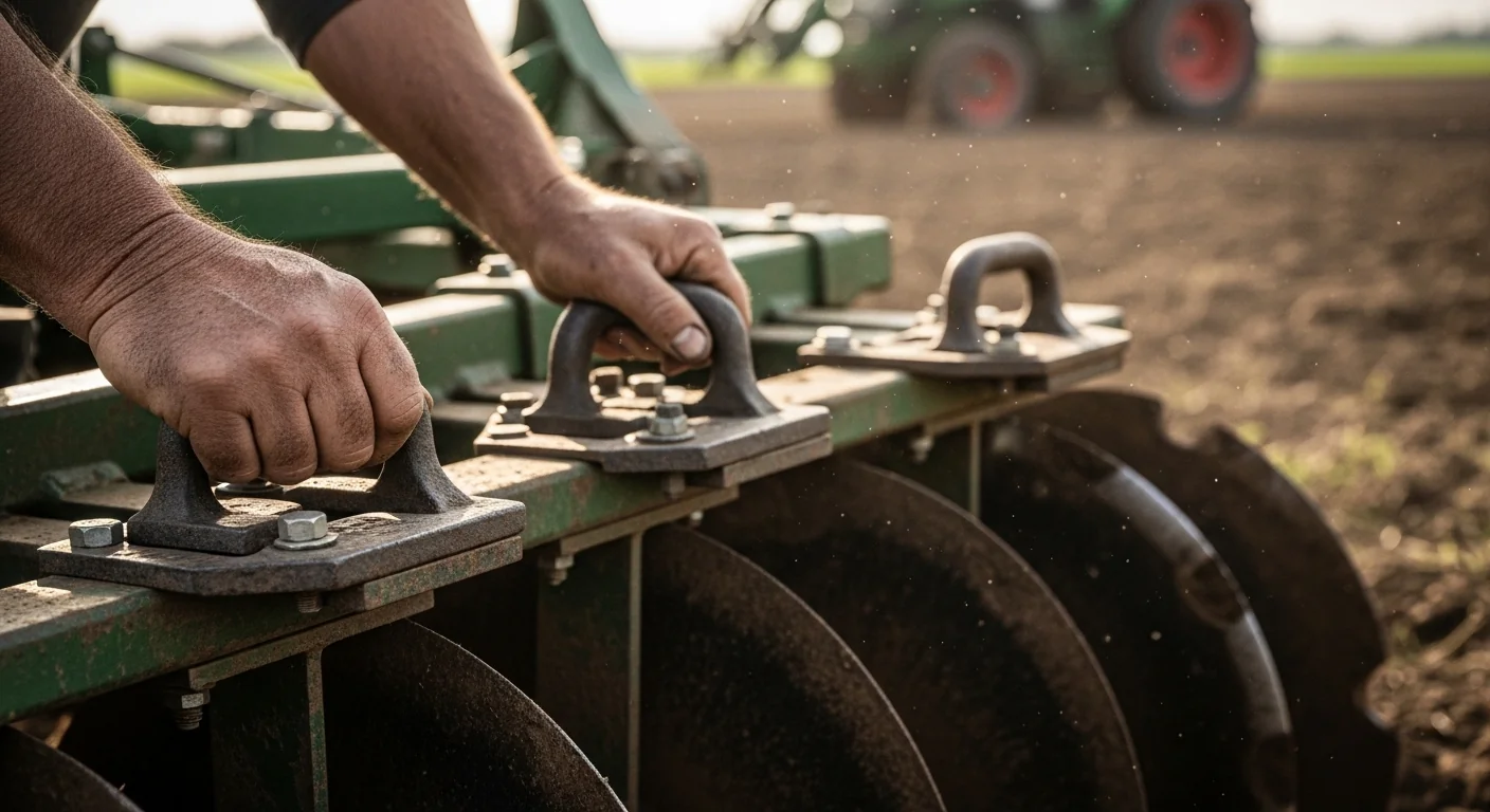 Adding ballast weights to disc harrow frame to achieve proper weight per blade