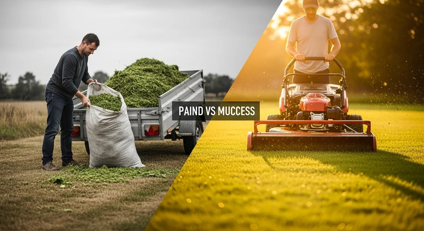 Grass clippings nitrogen calculator showing bagging waste versus mulching return on healthy lawn