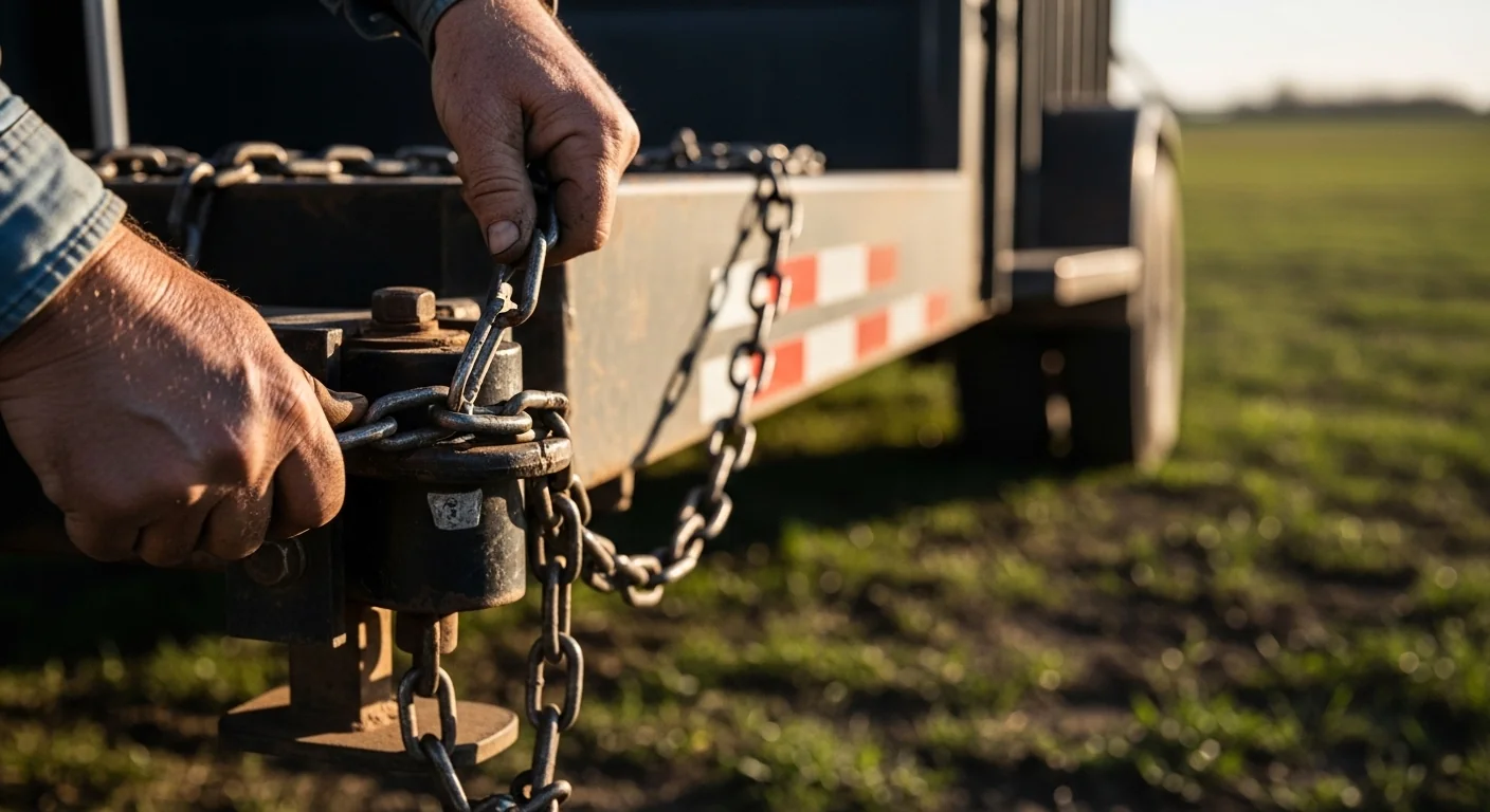 Rancher hands adjusting hitch after using livestock trailer weight calculator for safe load