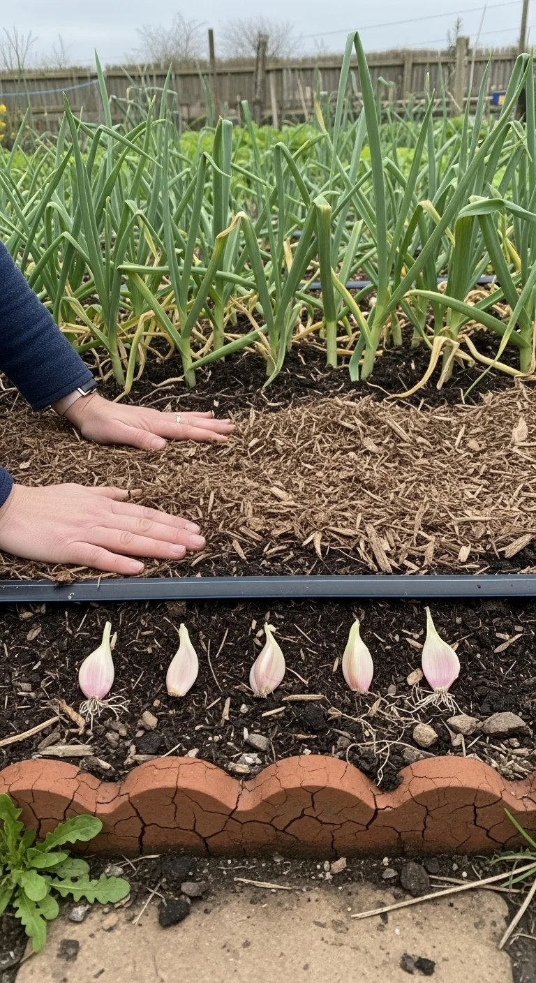 low-maintenance-vegetable-garden-no-till-mulched-garlic-onion-bed.jpg