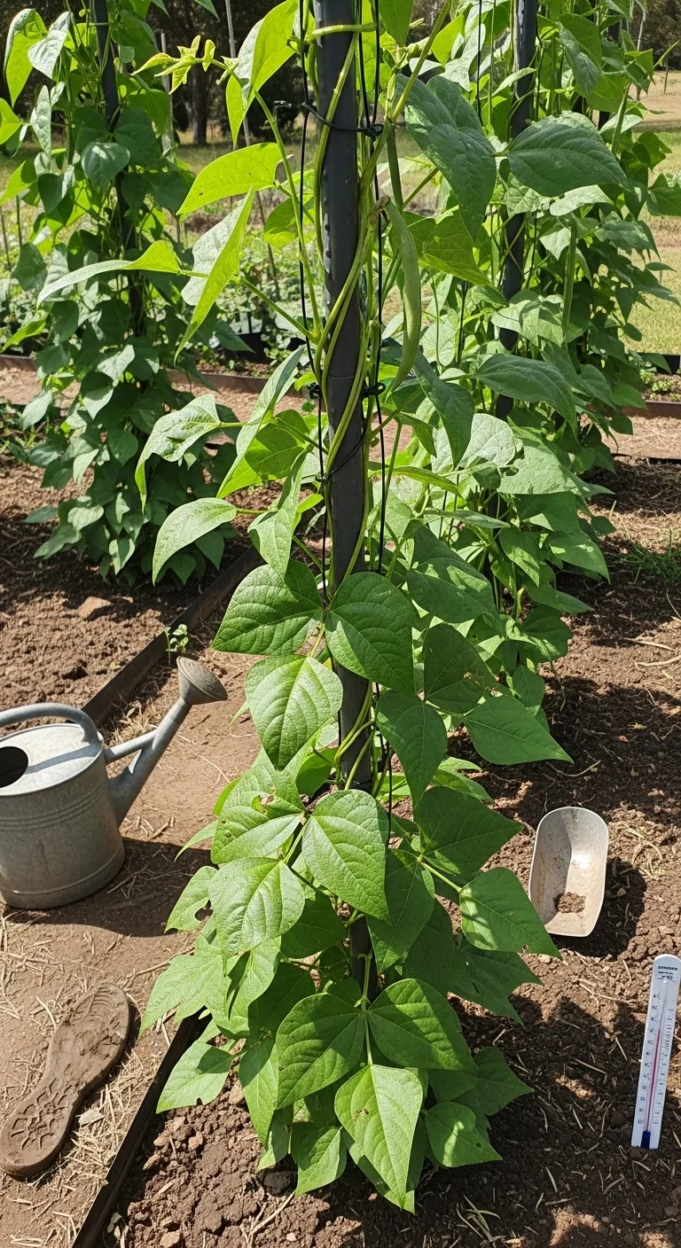 low-maintenance-vegetable-garden-vertical-pole-bean-trellis-system.jpg
