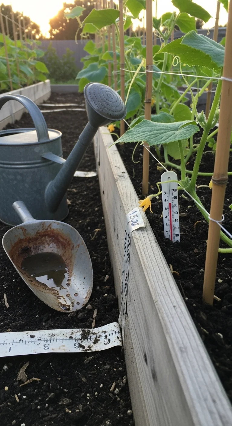 low-maintenance-vegetable-garden-trellised-cucumber-window-boxes.jpg