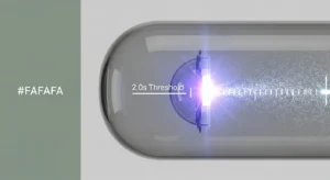 3D cross-section diagram of a UV chamber illustrating dwell time logic for algae DNA kill.