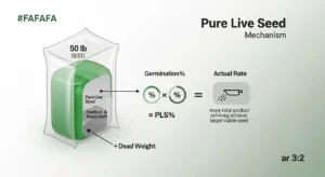 Pure Live Seed Calculator diagram breaking down germination purity into PLS and dead weight