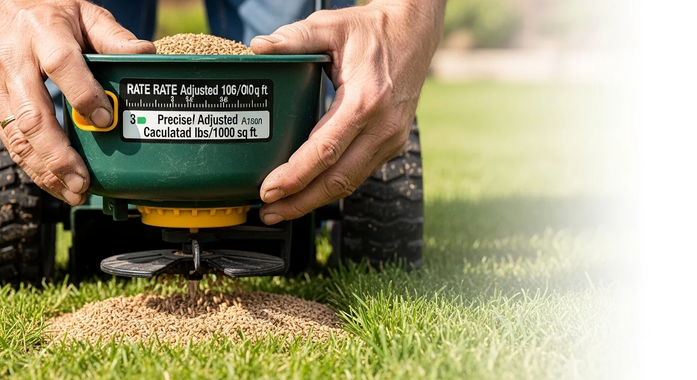 Pure Live Seed Calculator guiding precise spreader calibration on lawn