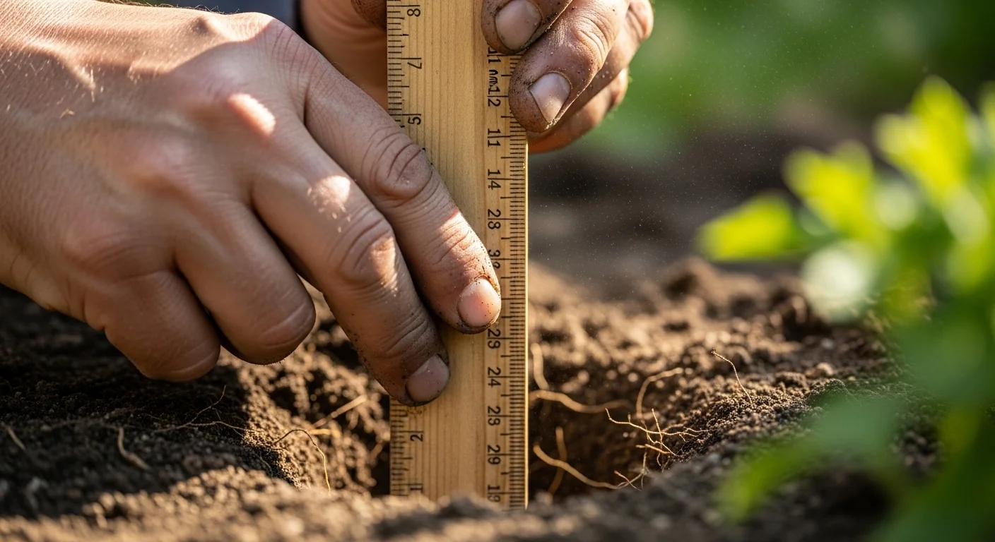 Gardener performing a percolation test to input data into the Rain Garden Sizing Calculator.