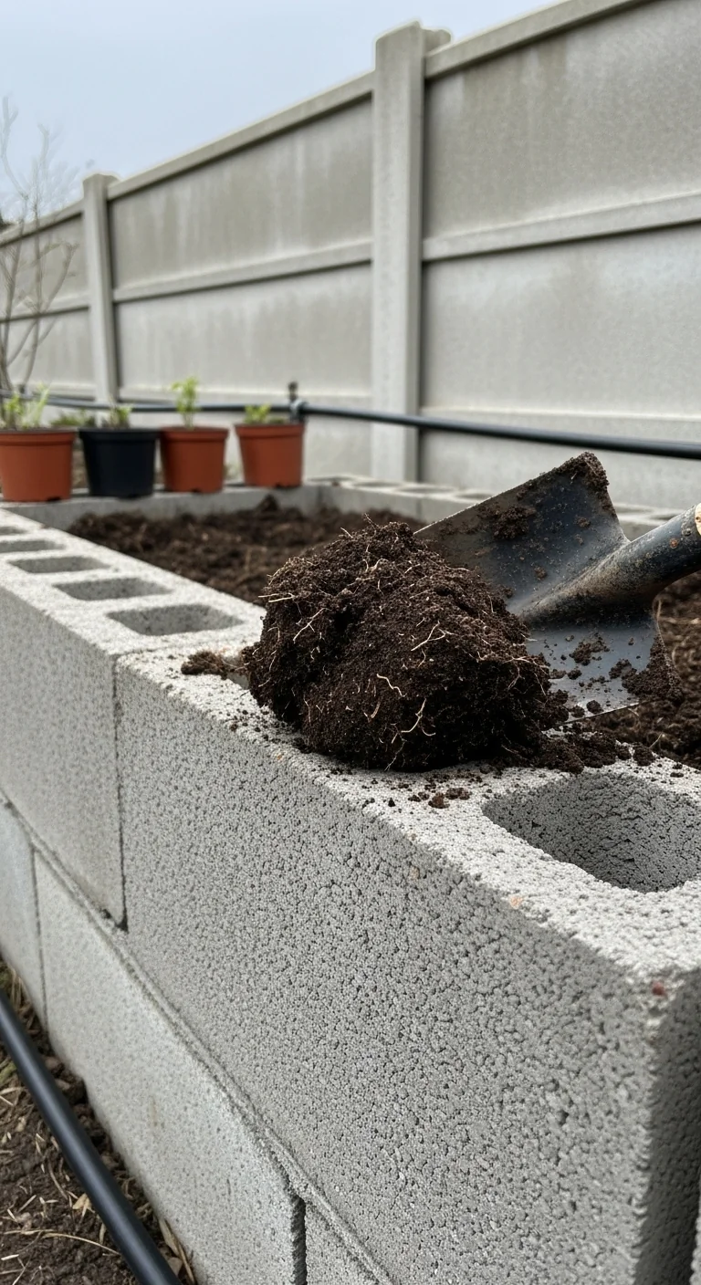 raised-bed-against-fence-cinder-block-raised-bed-against-fence.jpg