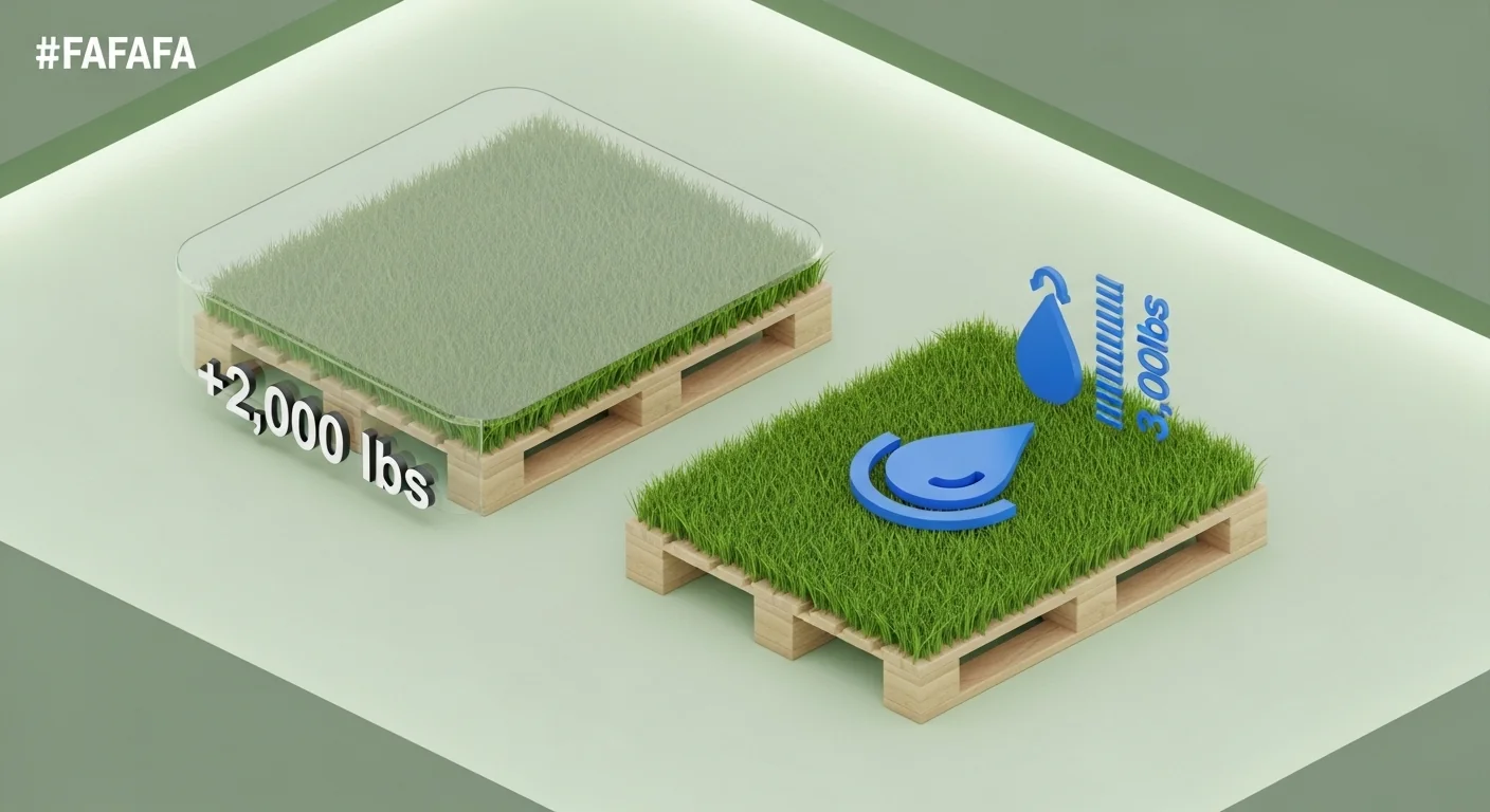 Diagram showing the 1,000 lb moisture weight increase used in the Sod Pallet Calculator.