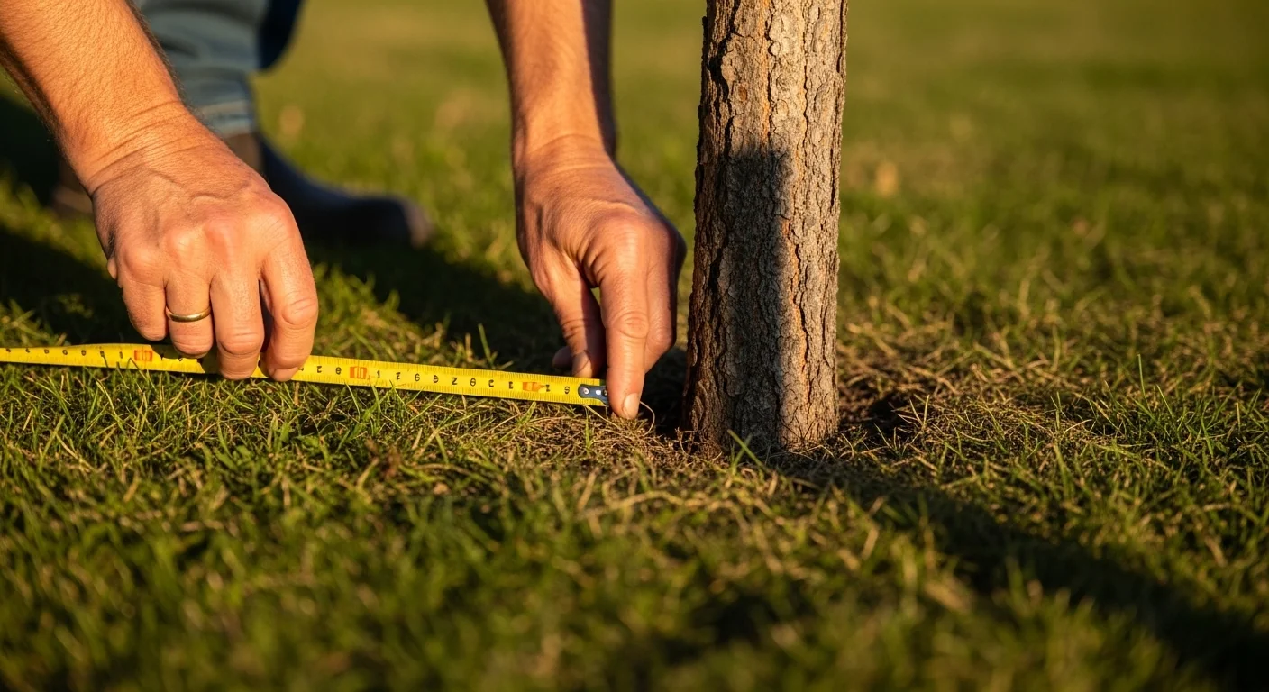 Tree height calculator in use measuring tree shadow length for accurate height estimation