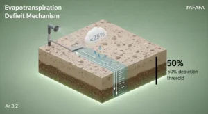 A 3D diagram explaining how a Turf Watering Calculator accounts for system efficiency losses.