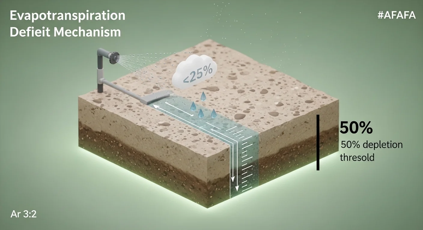 A 3D diagram explaining how a Turf Watering Calculator accounts for system efficiency losses.
